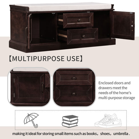 Hearth & Haven Daisy - Storage Bench With 2 Drawers And 2 Cabinets