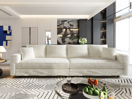 Deep Seat Convertible Sofa With Soft Pillows And Ottomans
