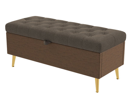 Modern Tufted Storage Ottoman Bench With Metal Legs