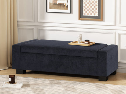 Textured Fabric Ottoman Bench With Hinged Lid