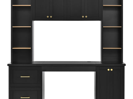 Computer Desk With Hutch, Workstation With Desk Grommet & Keyboard Tray