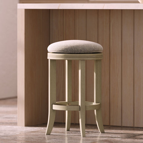 Backless Swivel Stool With Upholstered Seat