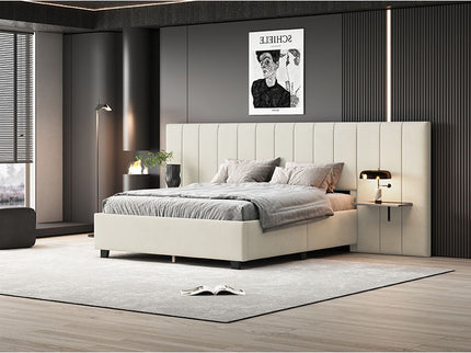 Upholstered Platform Bed With Big Headboard