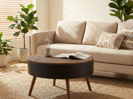 Round Coffee Table With Storage Function For Living Rooms