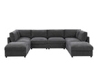 Dark Gray / 3 Pc. U-Shape Sectional Sofa, 2 Ottomans