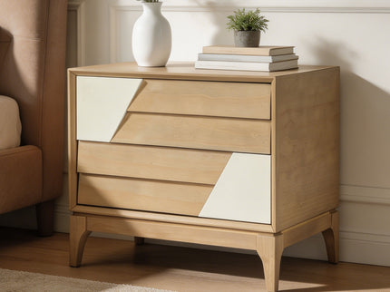 Japandi 2 Drawer Nightstand With Geometric Design