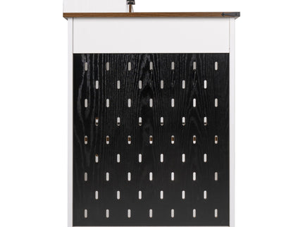 Office Desk With Storage Cabinet, Charging Station, Monitor Stand & Pegboard