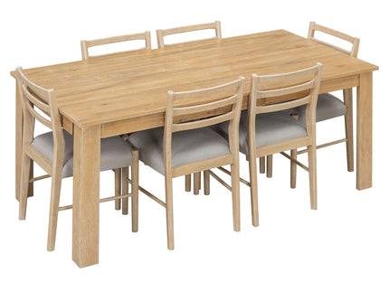 7 Piece Dining Set With Extendable Table, 2 Drawers & 6 Upholstered Chairs