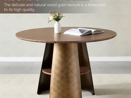 Round Dining Table - Reddish Brown / Walnut