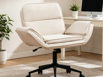 Criss Cross Swivel Desk Chair With Adjustable Armrests & Wheels For Home Office