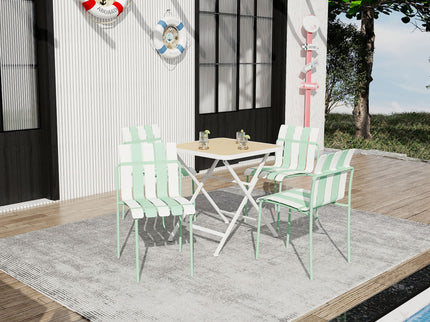 Single Chairs With Color Blocking Design (Set of 4) - Haze Green / White