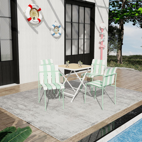 Single Chairs With Color Blocking Design (Set of 4) - Haze Green / White