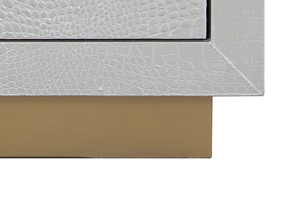 Anpu - Faux Crocodile Skin Console Cabinet - Silver