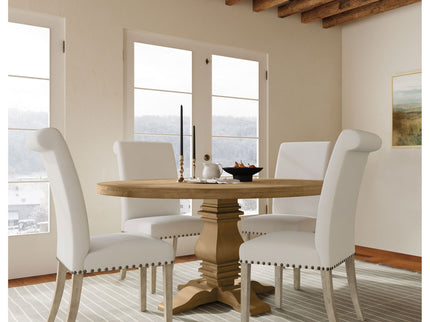 Round Dining Table Set With Upholstered Chairs