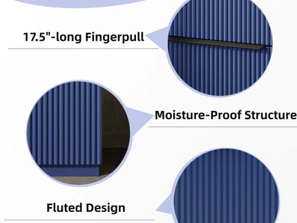 Fluted Bathroom Vanity With Ceramic Sink, Freestanding Cabinet