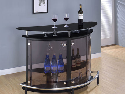 Strick & Bolton - Freestanding Glass Top Home Bar Wine Cabinet With Panels - Black