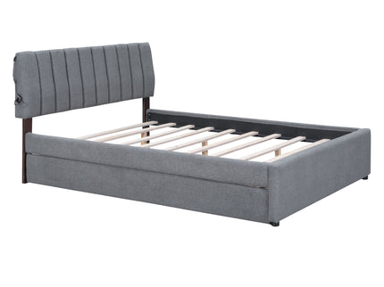 Upholstered Platform Bed With Trundle