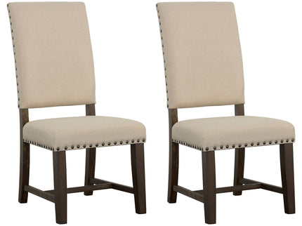 Upholstered Side Chair With Nailhead Accents (Set of 2) - Beige