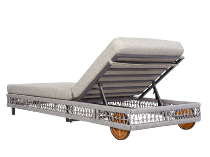 Outdoor Chaise Lounge With Wheels, 5 Position Adjustable Backrest