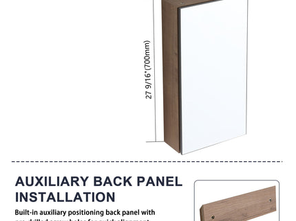 14" Bathroom Mirror Cabinet With Adjustable Shelves, Wall Mounted Medicine Storage Cabinet Frame With Soft Closing Hinges - Imitative Oak