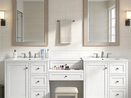 Double Sink Bathroom Vanity With Countertop, 2 Ceramic Sinks, 6 Drawers, Soft Close Design