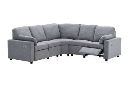 Power Recliner Sectional Sofa Home Theater Reclining Sofa With Two USB Ports, Two Storage Drawers For Living Room