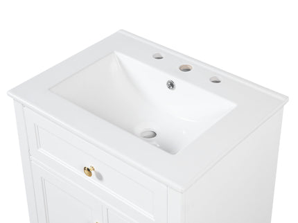 Modern Bathroom Vanity With Sink, 3 Drawers & Cabinet With 2 Tier Door Storage