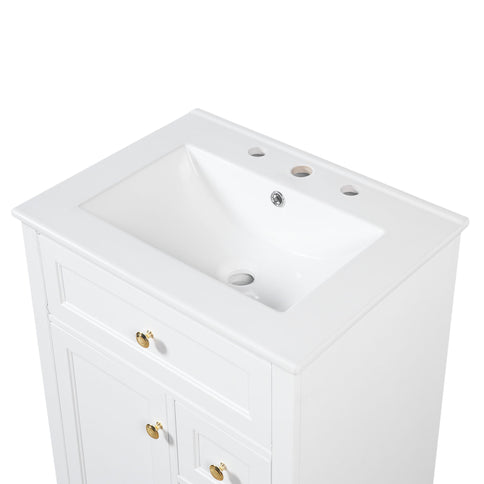 Modern Bathroom Vanity With Sink, 3 Drawers & Cabinet With 2 Tier Door Storage