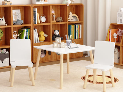 Kids Table And 2 Chairs Set, 3 Piece Toddler Activity Play - White