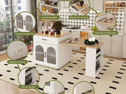 Expandable Kitchen Island With Power Outlet