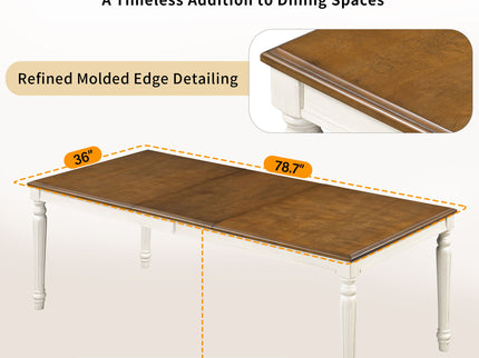 Rectangular Dining Table With Framed Top And Turned Legs - Natural