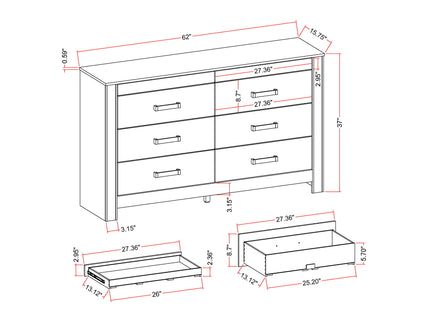Lorenzo - Dresser With Hidden Jewelry Compartment And Bar Handles In - Silver