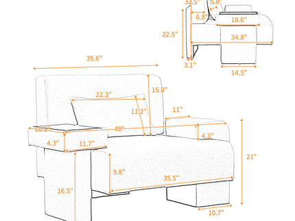 Modern Oversized Armchair With Soft Cushion For Living Room