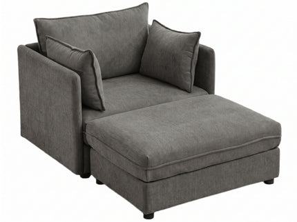 Oversized Deep Seat Accent Chair With Matching Storage Ottoman & Throw Pillows