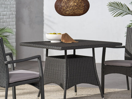 Outdoor Rattan Square Dining Table With 4 Legs - Gray