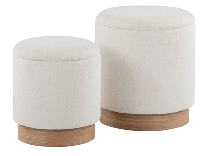Marla - Contemporary, Nesting Ottoman Set - Natural / Cream