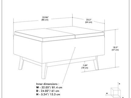 Owen - Tray Top Small Coffee Table Upholstered Storage Ottoman