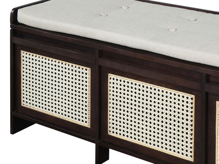 Entryway Shoe Bench With Drawers & Button Tufted Cushion