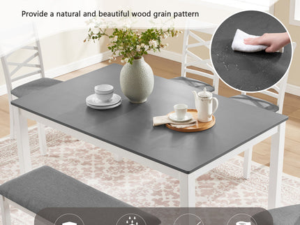 Elegant 6 Piece Dining Table Set With 4 Chairs And Bench