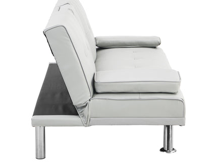 Futon Sofa Bed With Armrest Two Holders Wood Frame, Stainless Leg