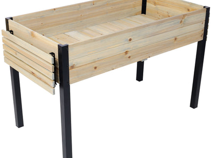 Raised Garden Bed With Metal Legs And Folding Storage Shelf