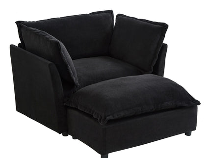Modern Cozy Upholstered Armchair Sofa With Movable Ottoman