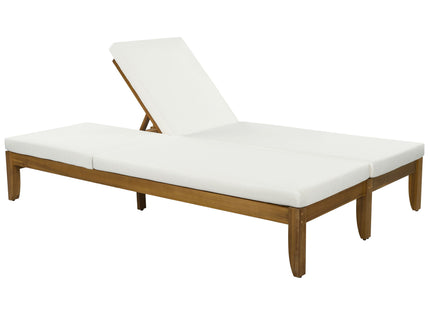 Adjustable Outdoor Patio Lounge Chair 2 Seater Recliner - Beige / Natural
