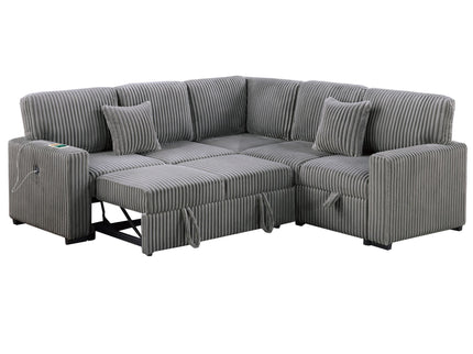 Convertible Sectional Upholstered Sleeper Sofa With Storage Chaise