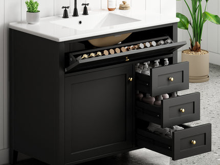 Bathroom Vanity With Sink, Cabinet With 3 Drawers And Adjustable Shelf
