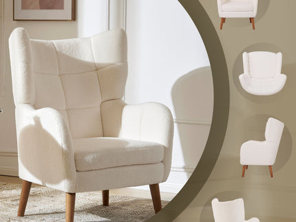 Accent Chair With Birch Wood Legs - White