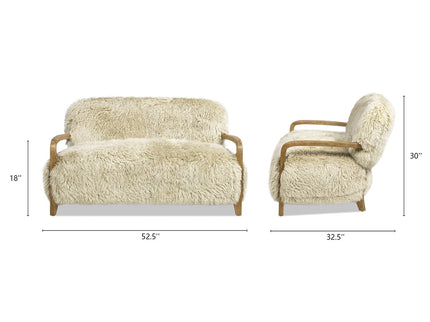 Enchante - Sheepskin Accent Loveseat - Taupe / Natural
