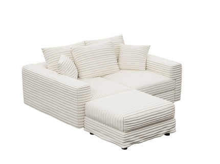 Deep Seat Convertible Sofa With Soft Pillows And Ottomans