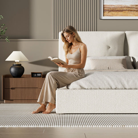 Airframe - Upholstered Bed Frame With Double Layered Upholstered Headboard
