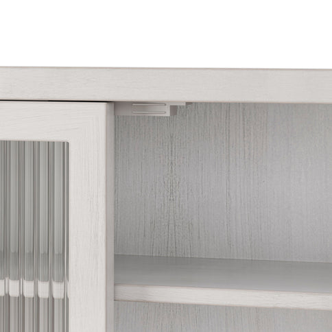 Vintage Double Door Wall Cabinet With Three Tiers Storage And Towel Rack - White Washed